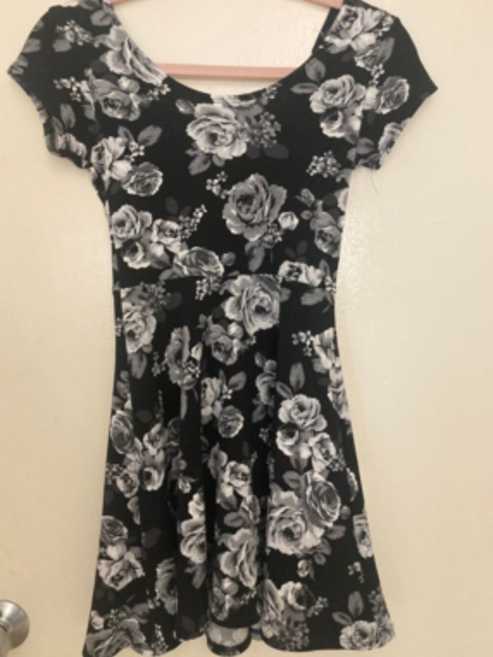 Black Dress with Grey/White Roses